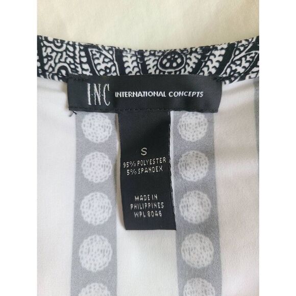 INC International Concepts Blouse Tank Top Womens Small Black Paisley Half Zip C - Picture 4 of 5